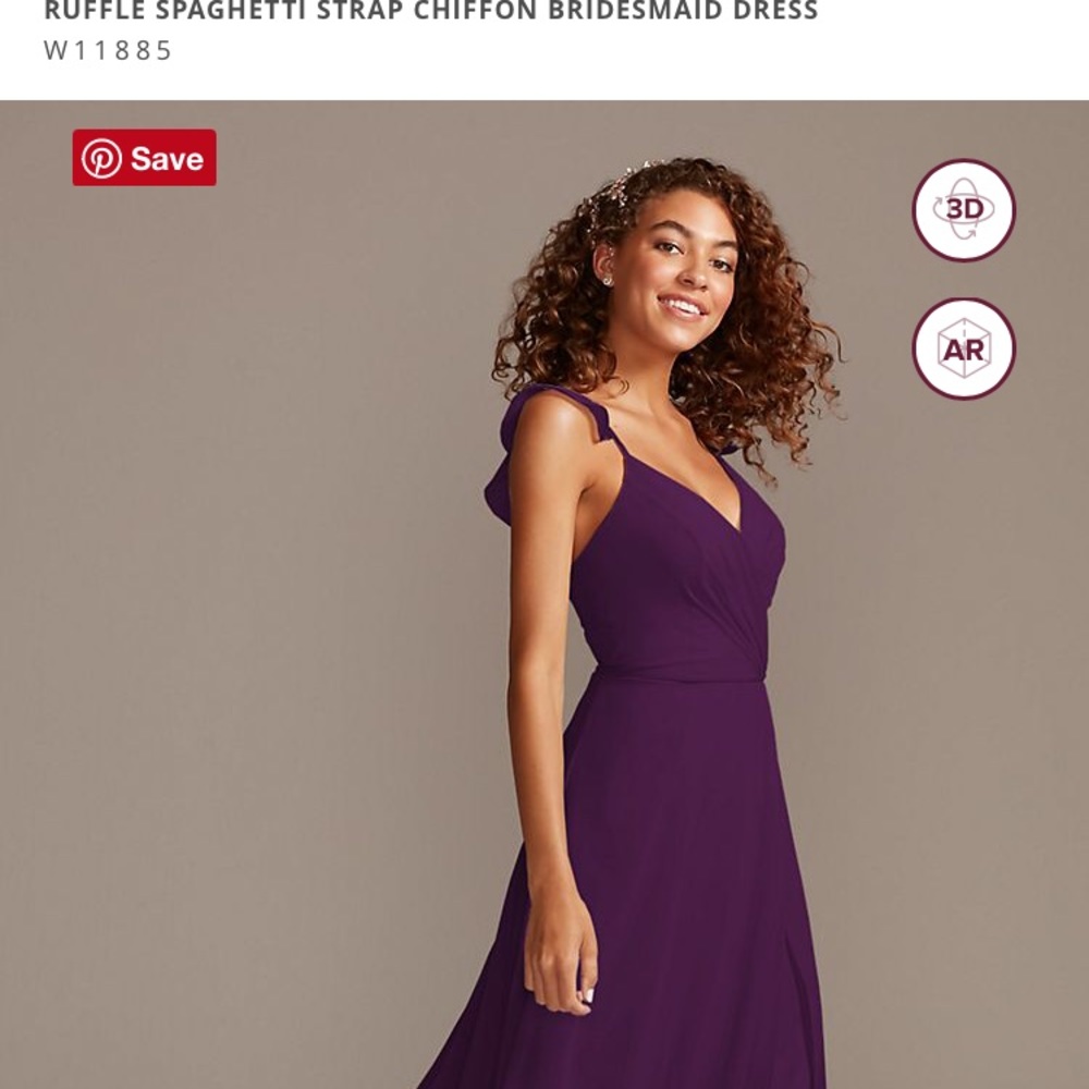 David’s Bridal Spaghetti Strap Chiffon Dress Plum